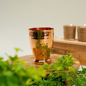 Puur koperen beker gehamerd met ringvoet – 400 ml (zware uitvoering)