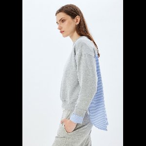 Ronde kraag Met gebruik van twee verschillende stoffen Sweatshirt