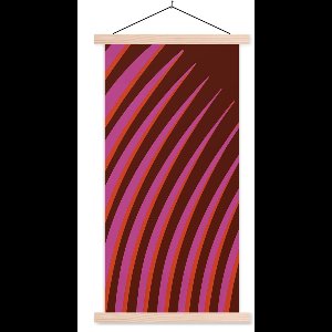Posterhanger incl. Poster 60x120 cm - Schoolplaat - Lijnen - Rood - Beweging - Textielposter - Blanke latten