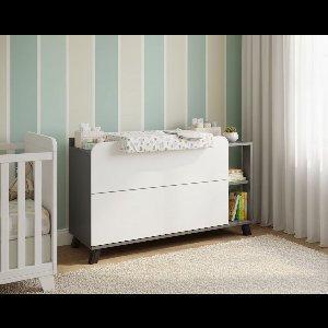 Luxe Wastafelkast “Karen Deluxe” – Antraciet/Wit – 100 cm Breed – Moderne Badkamerkast met Push-to-Open Laden & Open Opbergvakken – Wasbak Onderkast – Badkamermeubel