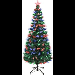 Uten Glasvezel Smalle Kerstboom - kunstkerstboom met verlichting - Drie kleuren glasvezel verlichting - 174 lampen - H150 x Ø70 cm - 170 Takken - Groen