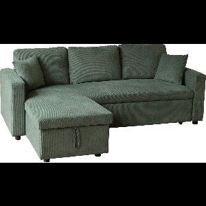 Groen ribfluwelen CLARK 3-zits hoekbank