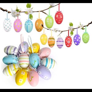Easter Eggs for Hanging, Colourful Plastic Eggs, Easter Eggs Decoration, 24 Pieces, Speckled Plastic Eggs, 6 cm, Hanging Easter Eggs Made of Plastic for Hanging and Decorating, Perfect