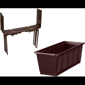 Kunststof plantenbak brown rechthoekig 60 cm met 2 verstelbare balkon/muurbeugels