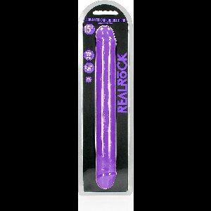 REALROCK - 15 inch - double dong - ribbels - glow in the dark - realistisch - paars