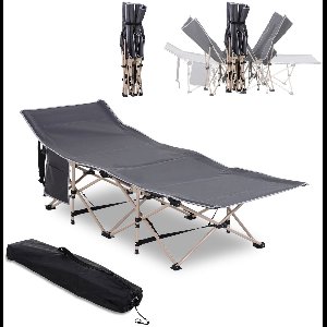 Merax Veldbed Met Draagtas – Opvouwbaar Campingbed – Grijs – 190x68x52 cm – Inklapbare Campingligstoel – Staal En Oxford