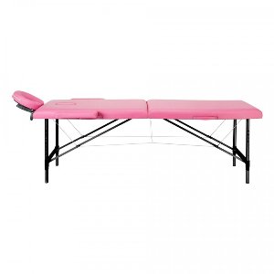 Opvouwbare massagetafel aluminium comfort 2 segment roze zwart aluminium - Massage tafel - Behandel Tafel