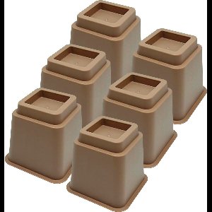 JustValue Meubelverhoger set - Stoelverhogers - Bedklossen - Tafelverhoger - Tafelpoot - Verhoogt met 13 cm - Max. 600 kg - Bruin