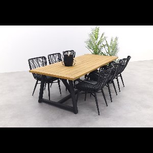 Jasmine Black/Noah 6-persoons dining tuinset 260x100 cm. - Teak OP=OP