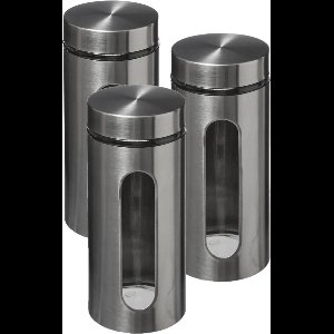 5Five Voorraadbus - 3x - 1,25L - RVS - met deksel - voorraadpot - 1250 ml - luchtdicht