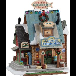 Lemax - 'The Lakeside Market & Tackle Shop' - Verlicht gebouw - Exclusief adapter (werkt ook op batterijen)