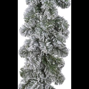 Everlands Dennenslinger - 2x - groen - met sneeuw - 270 x 30 cm - 200 takken - dennenslinger - Kerstslingers / dennen slingers