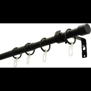 GARDINIA Gordijnroede-set, 1 roede, Ø19/16 mm, aan beide zijden uitschuifbaar, mat-zwart, 180-310 cm