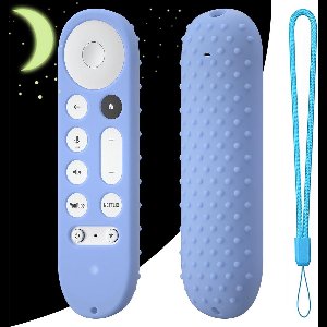 Lichtgevende Siliconen Beschermhoes voor Google TV 4K Afstandsbediening - Anti-Slip Cover met Lanyard