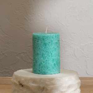 Sea Salt Marble Pillar Candle – Tall Ocean Mist