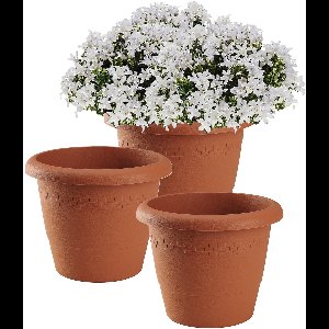 Hega Hogar Bloempot/plantenpot - 3x - D35 cm x H29 cm - terra cotta kunststof - Buiten gebruik