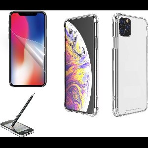 iPhone 11 / iPhone XR bumper case TPU & acryl + screenprotector + 2 in 1 stylus pen