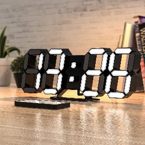 3D-led-klok, bureauwekker, wandklok met afstandsbediening, elektronische 9,7 inch led-horloges, snooze-model, temperatuur, nachtlampje, automatische/aangepaste helderheid