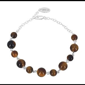 ARLIZI 2273 Armband tijgeroog kralen - sterling zilver - 20 cm