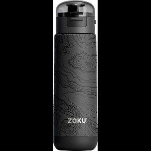 Thermosbeker, 0.5 L, RVS/Polypropyleen, BPA vrij, Zwart met Print - Zoku