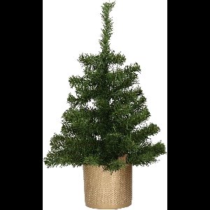 Kunstboom/kunst kerstboom 75 cm met gouden pot - Kunstboompjes/kerstboompjes