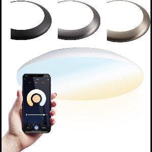 HOFTRONIC - Smart Badkamerverlichting - RGB Plafondlamp - IP65 waterdicht - Kleur instelbaar - 18W 1900 Lumen - IK10 Stootveilig - Ø30cm - Wit - Bedienbaar via Smartphone en smart assistent