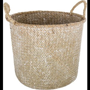 Mand Zeegras met Handvat ø36 cm x h32 cm - Natural Wit