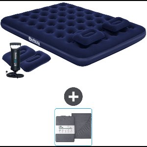 Bestway luchtbed - 2-Persoons - 152 x 203 x 22 cm - Blauw - Inclusief handpomp - kussens en Hoeslaken