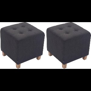 CLP Pharao Set van 2 hockers - Kruk - Vierkant - antiek-licht - donkergrijs