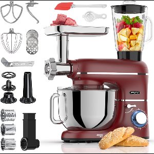 Fentic Keukenmachine – 2000W – Keukenrobot – Foodprocessor - 6,2L Mengkom – Incl. Vleesmolen, Blender en extra Accessoires – Rood