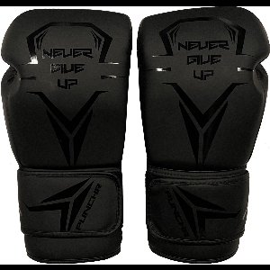 PunchR™ Never Give Up Bokshandschoenen Zwart op Zwart - 14 OZ