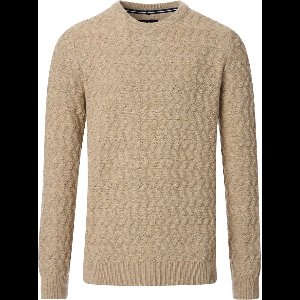 Casa Moda Trui Met Motief Lamswol Ronde Hals Beige - XL