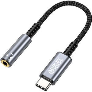 AdroitGoods Type-C naar 3.5mm DAC Audio Adapter – Premium Geluidskwaliteit - Grijs