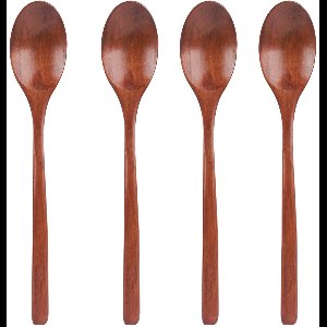 4pcs Wooden Spoons, 23.5cm Long Handle Wooden Soup Spoons for Food Cooking Mixing Stirring Honey Coffee Tea Jam Table Spoons Kitchenware for Serving Home Office