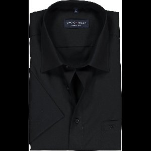 CASA MODA comfort fit overhemd - korte mouw - zwart - Strijkvrij - Boordmaat: 49