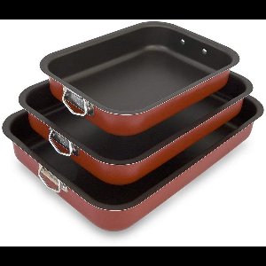 Ibenzoa® Professionele Set van 3 Ovenschalen met Dubbele Antiaanbaklaag voor Veelzijdig Gebruik