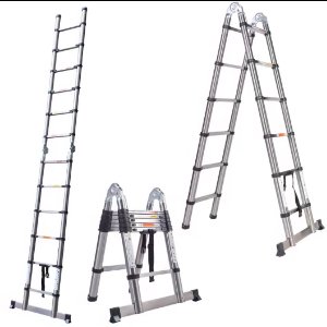 Telescoopladder Silvion - A frame - 380CM - RVS Opvouwbaar - Draagbaar & Uitschuifbaar - Max. 150KG - EN131