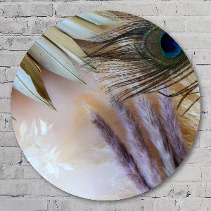 Muurcirkel ⌀ 70 cm - Muurcirkel dried flower peacock - Kunststof Forex - Bloemen en Planten - Rond Schilderij - Wandcirkel - Wanddecoratie