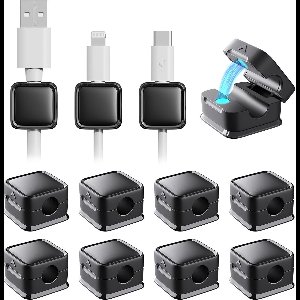 Kabelhouder, kabelclips, kabelbeheer, 12 stuks, magnetische bureau-kabelorganizer, sterk hechtende draad, oplader, houder voor nachtkastje, keukengerei