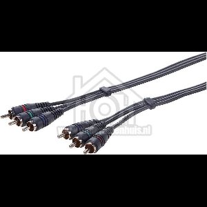 Tulp Kabel Component Kabel, 3x Tulp RCA Male - 3x Tulp RCA Male