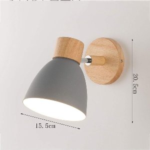 Nordic Metal Iron Macaron Nachtkastje Wandlamp Moderne Eenvoudige E27 Houten Voet Wandlamp voor Studeerkamer, Slaapkamer, Balkon, Restaurant, Trap Decoratieve Wandlamp