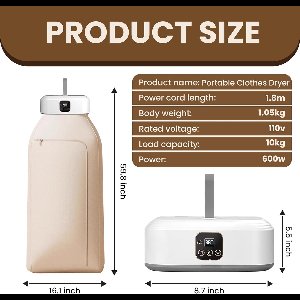 Draagbare Elektrische Droger Opvouwbare Mini Droger met UV Sterilisator 8 Uur Timer en Afstandsbediening 360° Hetelucht Grote Capaciteit voor Thuis Reis Camper Appartement