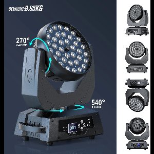 Moving Head Licht – Beam Licht – Wash Licht – Zoom Licht – Bewegend Hoofd – 36x18W LED – Intuïtief LCD Touchscreen – DMX512 Compatibel – EU Plug