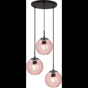 Olucia - Retro hanglamp roze, Rifka - Vorm: Rond