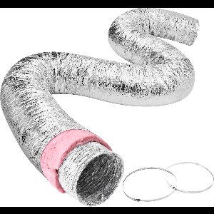 VEVOR Aluminium Flexibele Slang 7620 mm Lange Ventilatieslang Φ130 mm Aluminium Flexibele Buis Luchtkanaal R-6 Thermische Weerstandswaarde 25 mm Buisdikte Aluminium Buisslang Owens Corning Isolatie Wollen Luchtkanalen