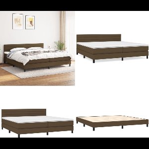 vidaXL Boxspring met matras stof donkerbruin 200x200 cm - Boxspring - Boxsprings - Bed - Slaapmeubel