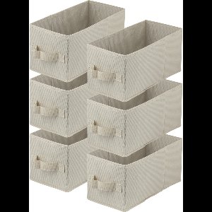 LAVITA® Opbergmand Textiel - 15x31x15 Lichtbruin 6 Stuks - Opbergbox Kast Organizer Opbergdoos - Kastlade Verdeler Voor Kleding Ondergoed Badkamer Kledingkast - Vouwdoos Stoffen Doos Opbergdozen