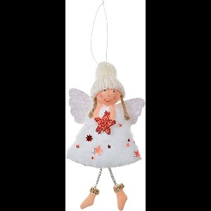Clayre & Eef Kersthanger Engel 15 cm Wit Synthetisch