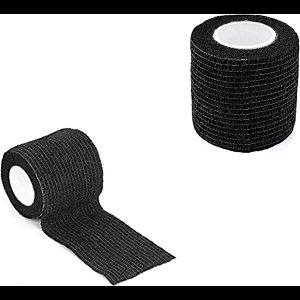Duopack 2x Grip Tape Zwart | Elastische Sport / Grip Tape Tattoo PMU Handpoke / Stick en Poke Tatoeages voor Extra Grip Tattoo Machine of Naald Permanente Make-Up | Handpoke Tool | Medische Zelfklevende Verbandrol Sport Bandage Elastisch & Ademend