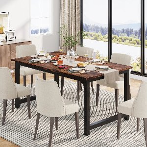 Amalee - Eettafel - 160 cm x 80 cm - Hout - Rechthoek -Metalen poten zwart - voor 4 tot 6 personen - Stevig ontwerp -